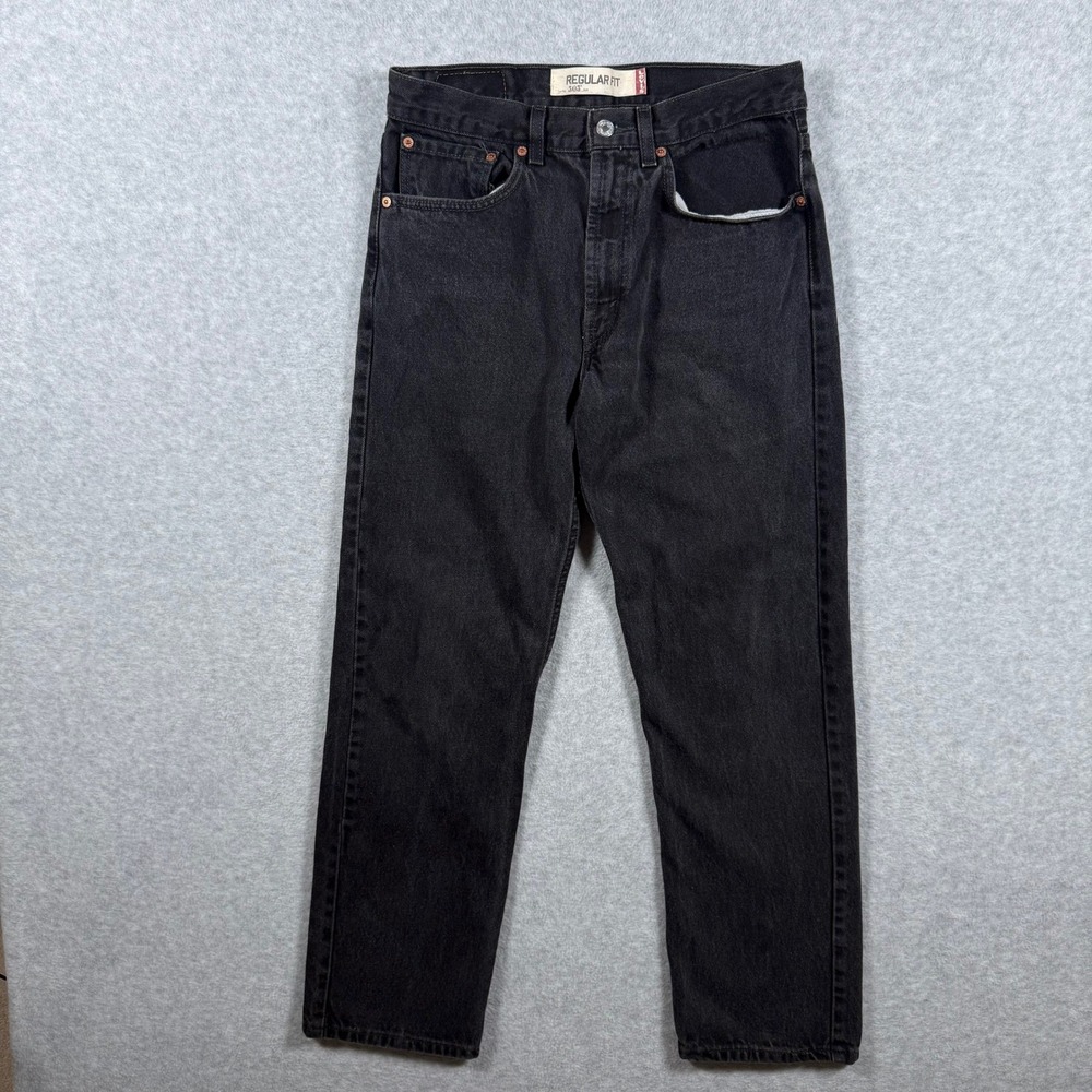 Levis 505 Regular Fit Black Denim Jeans Mens 32x30 Straight Leg Fits 30x29 y2k